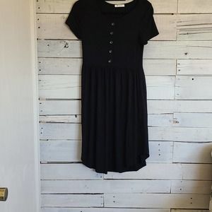 Bombom Black T-shirt Dress with buttons